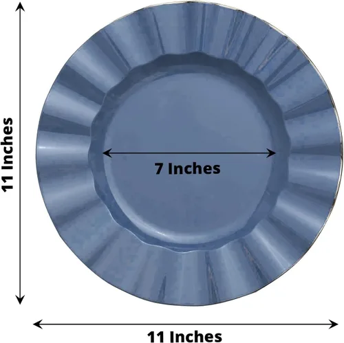 Miniatura 157 de Tableclothsfactory Paquete de 10 platos redondos de plástico negro de 6 pulgadas para ensalada de postre, platos desechables con borde ondulado