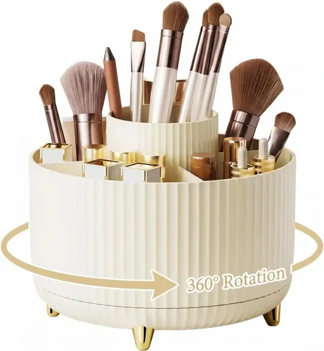 Organizador de escritorio giratorio de 360 grados, pinceles de maquillaje, lápices, estante giratorio de almacenamiento de papelería de escritorio,