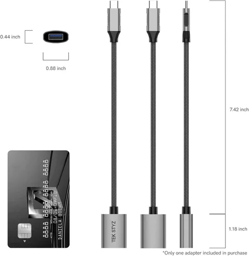 Miniatura 8 de Tek Styz - Adaptador USB-C USB 3.0 compatible con Dell XPS 15 - L501X OTG tipo C/PD macho USB 3.0 hembra (5 Gbps)