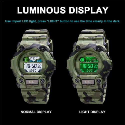 Miniatura 5 de CakCity Reloj deportivo de camuflaje para niños impermeable digital electrónico militar con alarma luminosa cronómetro relojes infantiles de 3 a 10
