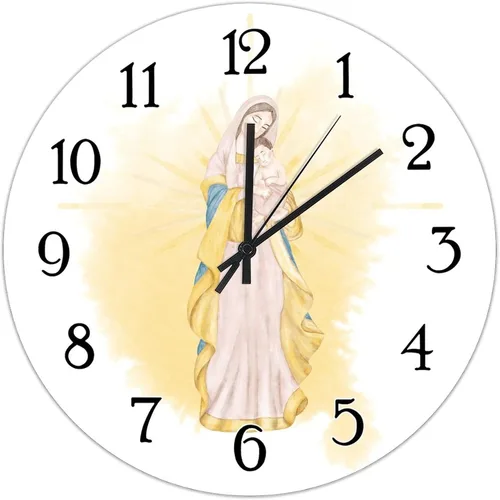 Miniatura 11 de Reloj de pared de madera de regalo cristiano de Feliz Navidad, Jesús es la razón, escena de la natividad, relojes de pared colgantes de granja
