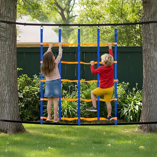Miniatura 7 de TOPNEW Red de escalada para niños al aire libre, red de carga ninja portátil, escalera, barras de mono para Ninja Slackline, gimnasios de la selva