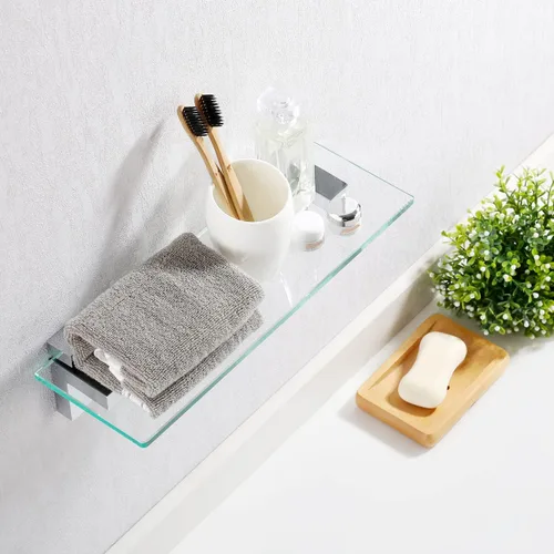 Miniatura 7 de KES BGS3201 BGS3201 - Estante de vidrio templado, 20 pulgadas, vidrio rectangular de 0.315 in de grosor, montaje en pared, cromo pulido, BGS3201