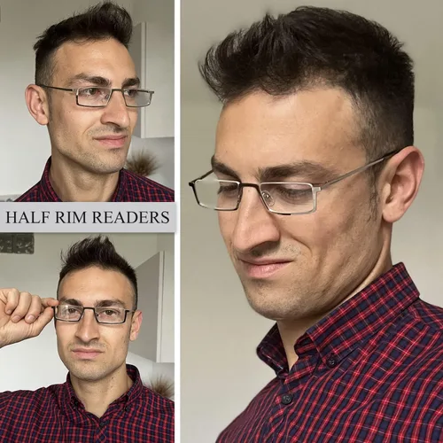 Miniatura 5 de Paquete de 3 lentes de lectura con marco de metal de media montura para mujeres y hombres