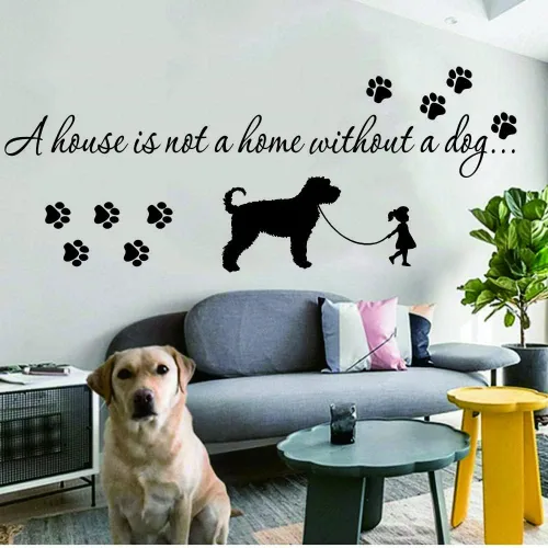 Miniatura 5 de Calcomanía de pared para amantes de los perros, calcomanía de PVC extraíble con bonita cita de mascotas y huellas de patas, palabras de pared