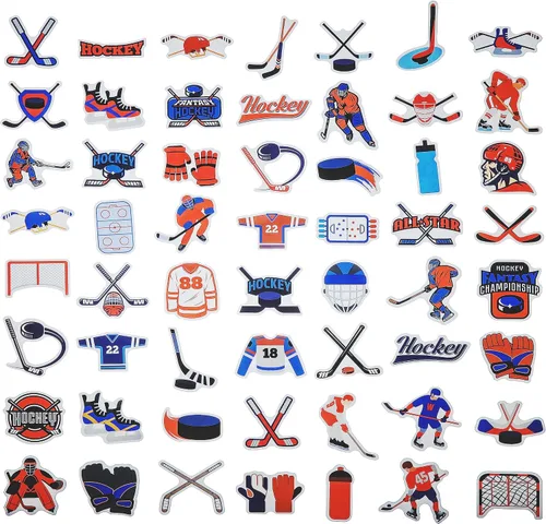Miniatura 3 de Paquete de 100 calcomanías de hockey sobre hielo, regalos de decoración de fiesta de hockey, calcomanías impermeables para botella de agua, laptop