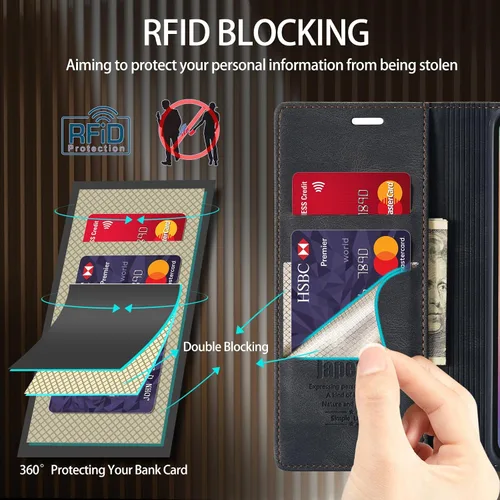 Miniatura 3 de Funda tipo cartera para Samsung Galaxy S22 5G con tarjetero y función atril, bloqueo magnético RFID, funda de piel con tapa para Galaxy S22 5G