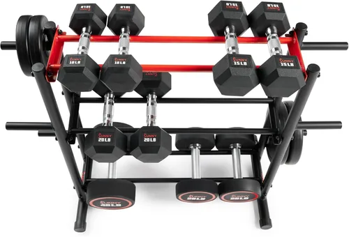 Miniatura 4 de Sunny Health & Fitness Multi-Weight Storage Rack Stand for Dumbbells, Kettlebells, Olympic Weight Plates, Barbell, Medicine Ball