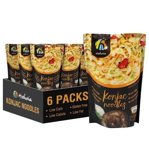 Miniatura 9 de Hethstia Konjac Fettuccine de fideos, pasta Shirataki baja en carbohidratos, apta para dieta keto y paleo, sin gluten, vegano, bajo en calorías