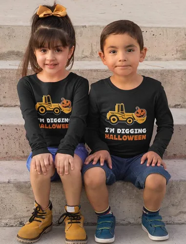 Miniatura 2 de Camisetas de Halloween con texto en inglés "I'm Digging para niños
