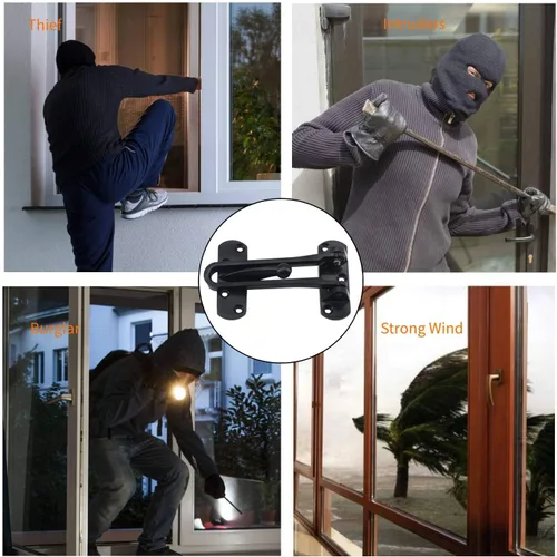 Miniatura 2 de Cerradura de refuerzo de puerta, cerradura de barra oscilante para seguridad en el hogar, cerraduras de puerta delantera para niños, aleación