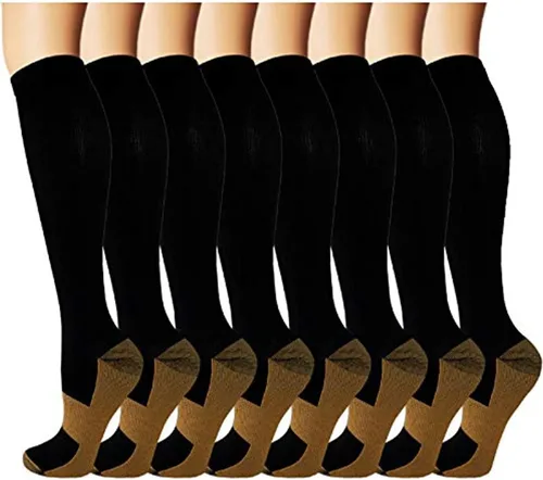 Iseasoo - Calcetines de compresión, de cobre, para mejorar la circulación, correr, hacer senderismo y ciclismo, 15-20 mmHg, para hombre y mujer