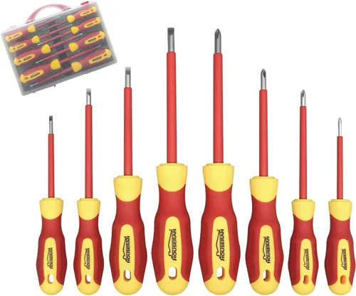 Miniatura 10 de Juego de 5 destornilladores aislados, kit de herramientas para electricista con funda, 1000 V, destornillador con cuchillas intercambiables