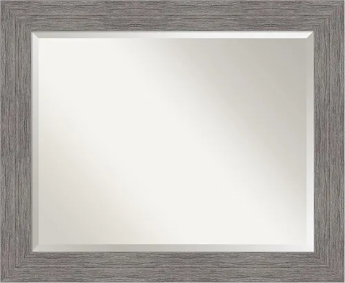 Miniatura 22 de Amanti Art Espejo de baño gris para sobre el fregadero, espejo rectangular gris rústico de corteza de 25 x 21 pulgadas, marco rústico de campo