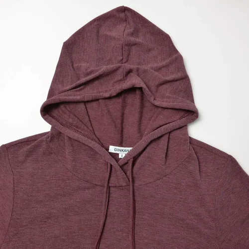Miniatura 4 de GINKANA Sudadera con capucha para mujer, manga larga, con botones, decoración con bolsillos, camisas, túnica