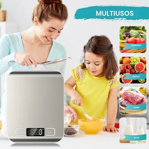 Miniatura 3 de Báscula de alimentos, báscula de cocina de 11 lb con función de tara de 6 unidades y pantalla LCD, báscula digital de alimentos de acero inoxidable