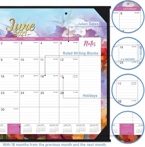 Miniatura 5 de Calendario de escritorio 2026-2027, calendario de escritorio grande 2026-2027, julio 2026 a diciembre 2027, 22 x 17 pulgadas, calendario grande