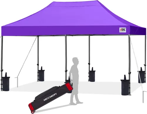 Miniatura 53 de Abccanopy - Carpa de toldo para tienda de campaña comercial instantánea con bolsa de transporte con ruedas, 4 bolsas de arena, Blanco