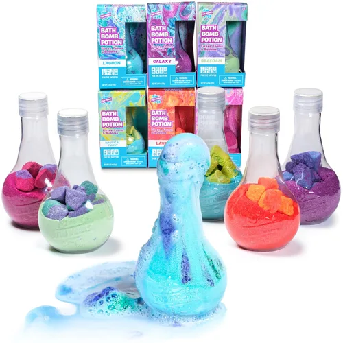Tub Works® Juguete de baño para niños Bath Bomb Potion™, paquete variado de 6 unidades | No tóxico | Fizzes, espumas y burbujas con una erupción de
