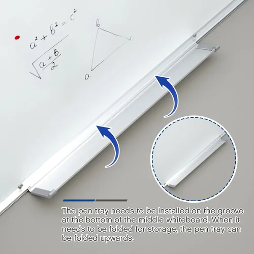 Miniatura 4 de AmazingSpark Pizarra blanca plegable de 48 x 18 pulgadas, pizarra blanca plegable grande, triple pizarra magnética de borrado en seco, marco
