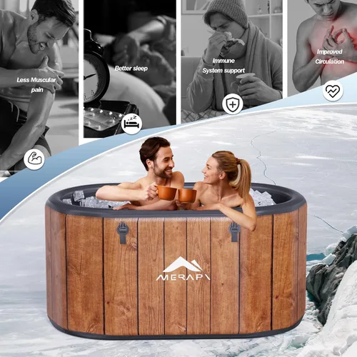 Miniatura 3 de MERAPI Tina de inmersión fría XL de 170 galones con cojín, bañera de hielo mejorada para atletas, compatible con enfriadores de agua, baño de hielo