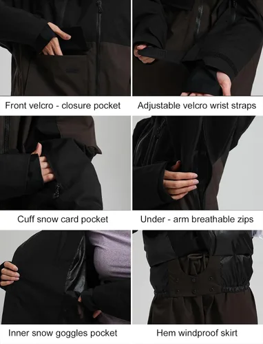 Miniatura 5 de GSOU SNOW Men's Snowboarding Jacket Loose Ski Snow Coat Waterproof Insulated Unisex Winter Jacket