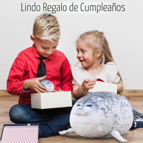 Miniatura 10 de SQEQE Chubby Seal Almohada de peluche con 4 peluches de foca de bebé en su barriga, juguete de peluche de algodón de peluche para niños y adultos