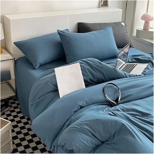 Miniatura 4 de Bedding Set Fabric Duvet Cover Set Solid Color Bed Cover Set Single Double King Size Quilt Cover Set,Bedding