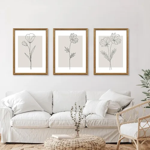 Miniatura 2 de ICHZUMW Arte de pared floral botánico neutro, decoración de pared de flores de granja en blanco y negro, impresiones en lienzo de arte lineal