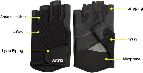 Miniatura 2 de Guantes de vela para hombres y mujeres, remo, barco, pesca, kayak, todos los deportes acuáticos, protección UV perfecta, dedo corto