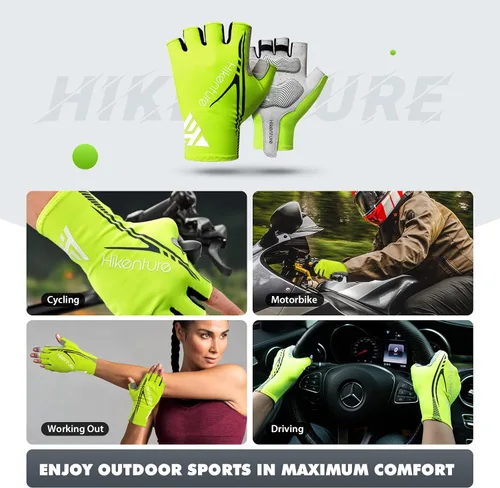 Miniatura 4 de Hikenture Guantes de ciclismo para hombre, guantes de bicicleta, guantes de ciclismo acolchados de 0.197in, guantes de bicicleta de medio dedo