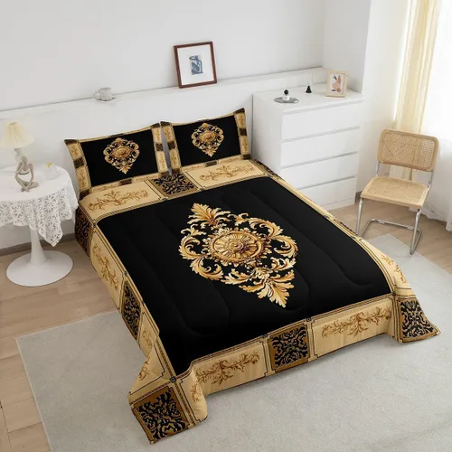 Miniatura 3 de jejeloiu Juego de ropa de cama floral Vinatge de tamaño individual para niños y niñas, juego de edredón tradicional para niños, edredón retro