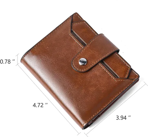 Miniatura 6 de BROMEN Maletín de cuero para mujer 15.6 pulgadas portátil bolso de hombro negro con marrón y mujeres cuero RFID blcoking cremallera cartera marrón