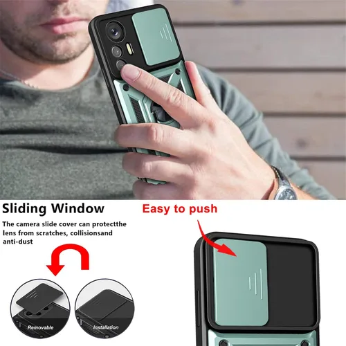 Miniatura 3 de Funda de teléfono para Xiaomi Redmi Note 12S con cubierta de cámara, protección resistente con cubierta de lente deslizante y anillo de dedo de 360°