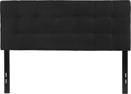 Miniatura 7 de BizChair Cabecero tapizado acolchado de tamaño matrimonial en tela negra Negro