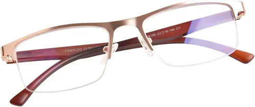 Miniatura 13 de FONHCOO - Gafas de lectura para mujeres y hombres, gafas de lectura con bloqueo de luz azul, metal, medio marco, lectores de computadora, anti
