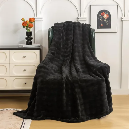 Miniatura 2 de YUSOKI - Manta de forro polar 3D con burbujas Felpa ultrasuave y esponjosa de 13.44 oz/m² Manta ligera y acogedora para sofá cama Para todas