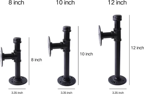 Miniatura 3 de Soportes de estante de tubo industrial de 3/4", soportes de estantería DIY de hierro negro montados en pared para colgar, soportes de tubería