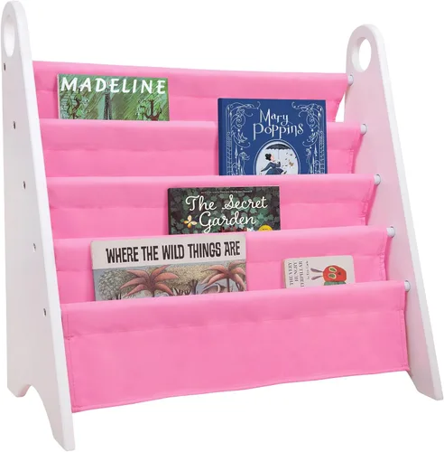 Miniatura 10 de Wildkin Estantería para niños, almacenamiento moderno de madera con 4 estantes y asas de tela, organizador para el hogar o el aula, gris y blanco