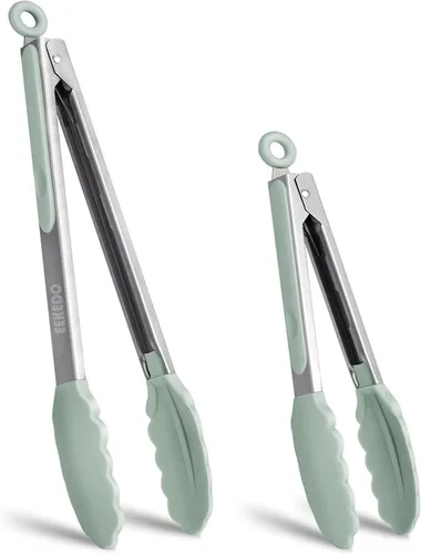 Miniatura 13 de Pinzas de cocina, pinzas de cocina de acero inoxidable con puntas de silicona, pinzas de bloqueo de alta resistencia al calor de 600 ºF para cocinar