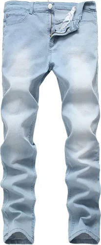 Qazel Vorrlon - Jeans para hombre, corte ajustado color azul, lavados y elásticos