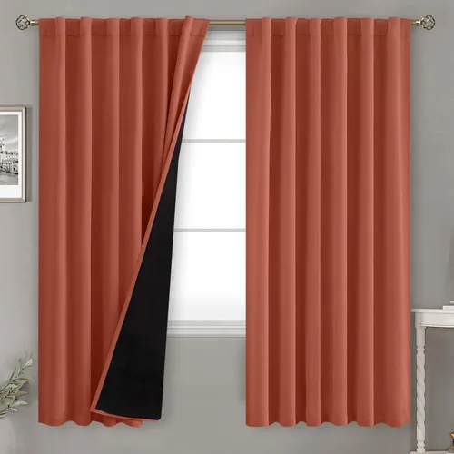 Miniatura 22 de BGment Cortinas 100% opacas beige de 63 pulgadas de largo con forro aislante térmico, bolsillo para varilla y lengüeta trasera de doble capa