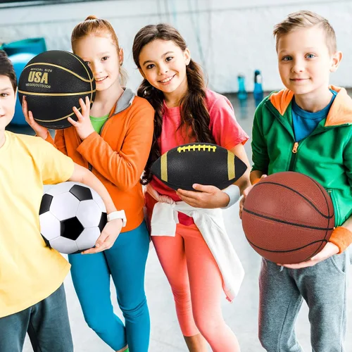 Miniatura 5 de Lenwen Juego de 6 pelotas deportivas para niños y adolescentes, incluye balón de fútbol de baloncesto de tamaño oficial con bolsas