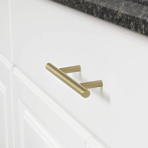 Miniatura 6 de Amazon Basics Manija Euro Bar para gabinete (1/2 pulgada de diámetro), 5.38 pulgadas de longitud (centro de agujero de 3 pulgadas), champán dorado