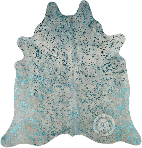 Miniatura 11 de Sunshine Cowhides Alfombra de piel de vaca 100% auténtica, color plateado metálico sobre blanco hueso, alfombra de estilo moderno de piel animal