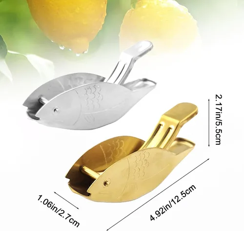 Miniatura 2 de Exprimidor de limón en forma de pescado, exprimidor manual de limón de acero inoxidable, cítricos de lima portátil, jugo de prensa manual resistente