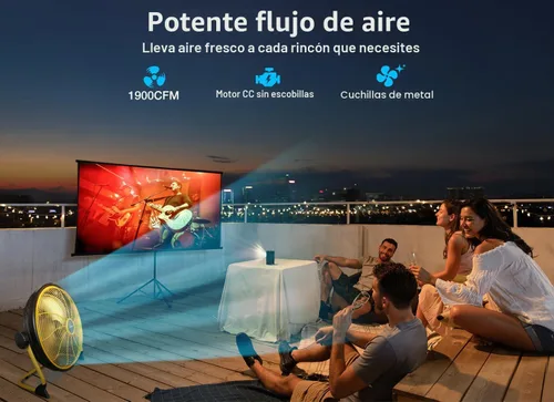 Miniatura 2 de Geek Aire Ventilador de suelo recargable de alta velocidad para acampar al aire libre, ventilador portátil de 16 pulgadas con hoja de metal