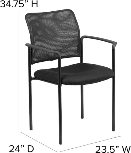 Miniatura 3 de Flash Furniture Jana Comfort Silla auxiliar apilable de acero con brazos de malla negra