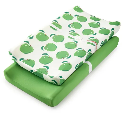 Miniatura 16 de TILLYOU Juego de funda para cambiador de pañales de material suave de jersey para niña, se adapta a almohadillas contorneadas de 32 pulgadas/34 x 16
