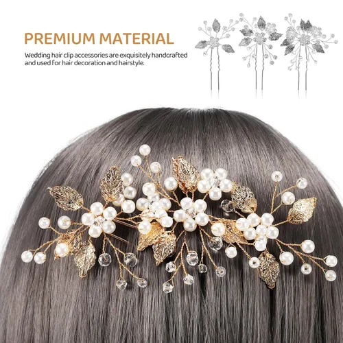 Miniatura 5 de Peine para el pelo de novia de flores, pinzas para el pelo de boda, piezas de pelo de hojas florales, hechos a mano para novias, damas de honor